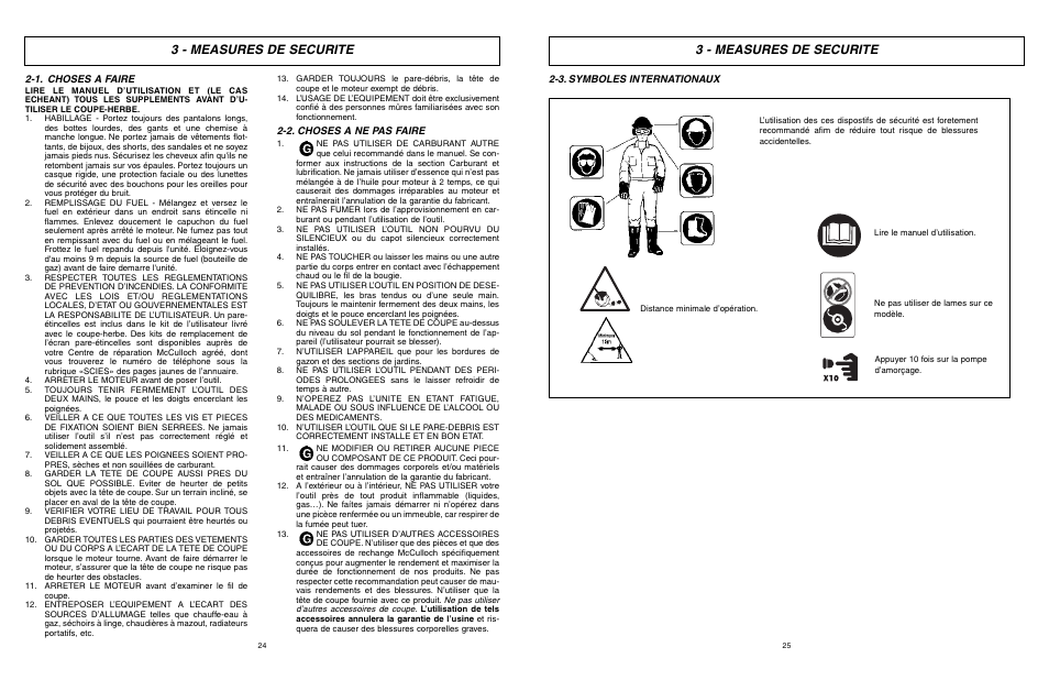 3 - measures de securite | McCulloch 9096336202 User Manual | Page 13 / 29