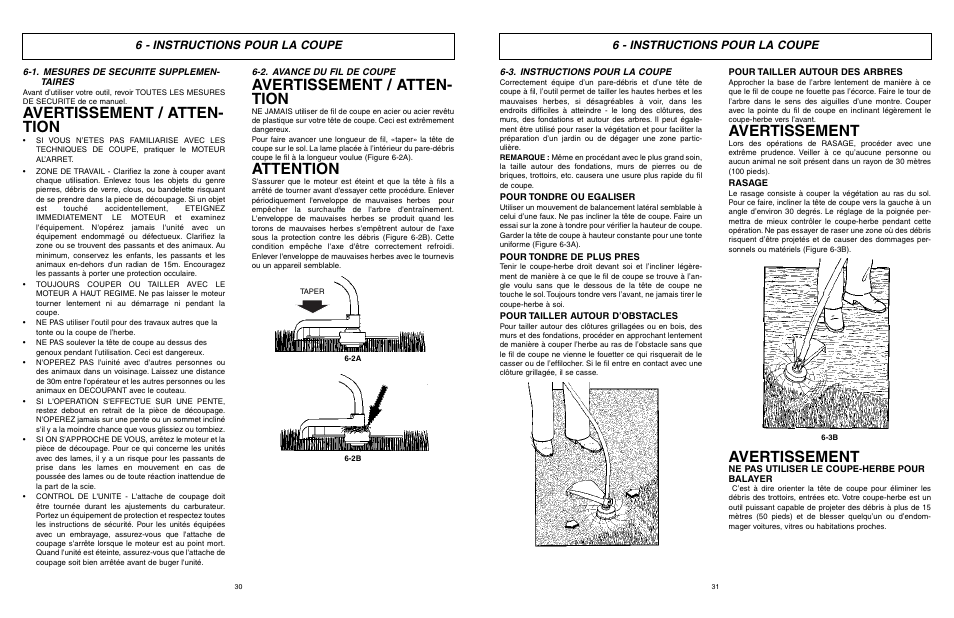 Avertissement / atten- tion, Attention, Avertissement | 6 - instructions pour la coupe | McCulloch 9096336202 User Manual | Page 16 / 29