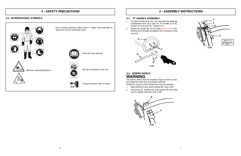 Warning, 2 - safety precautions 3 - assembly instructions | McCulloch 9096336202 User Manual | Page 4 / 29