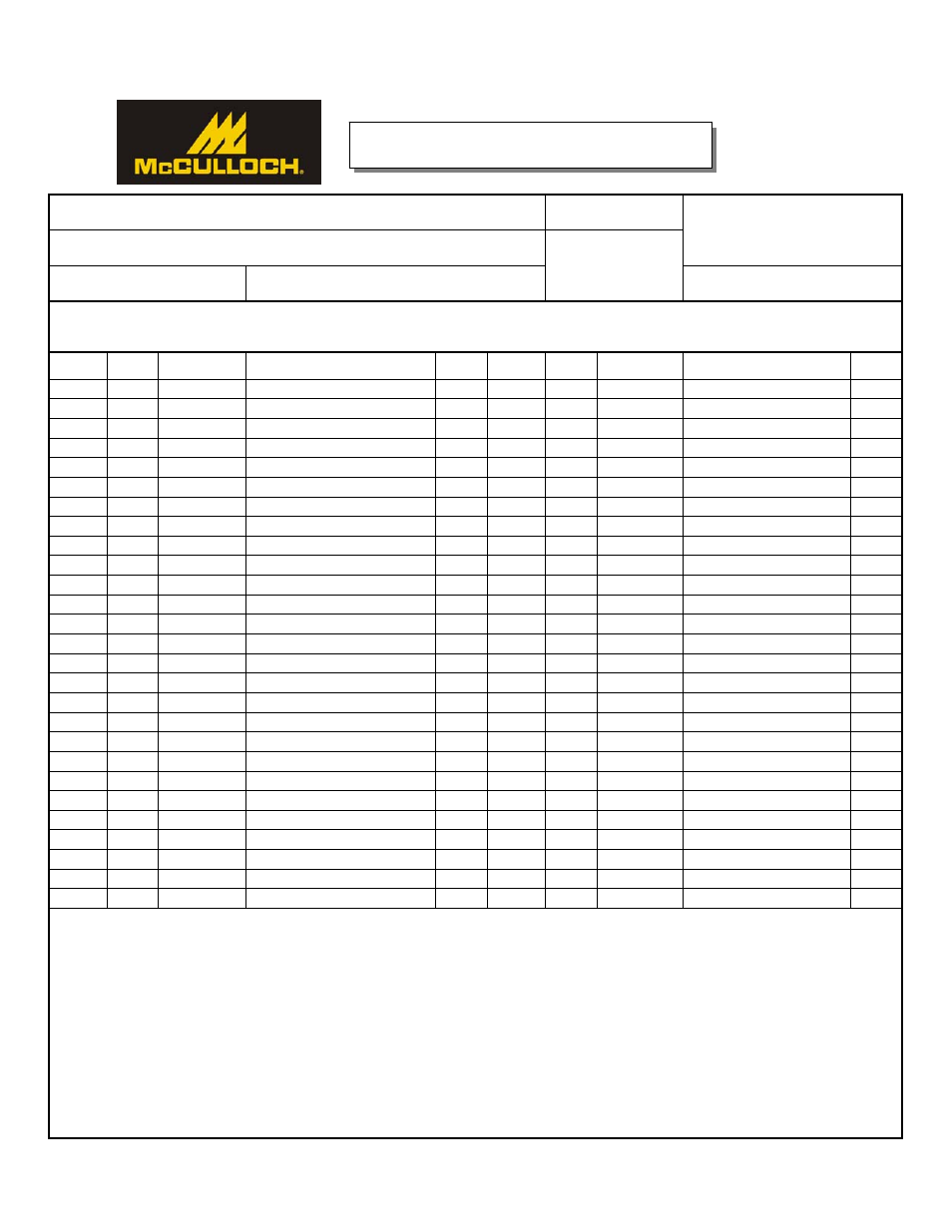 Draw-1, Mct2303a, Model no | Service spare parts list | McCulloch 6096230305 User Manual | Page 2 / 2