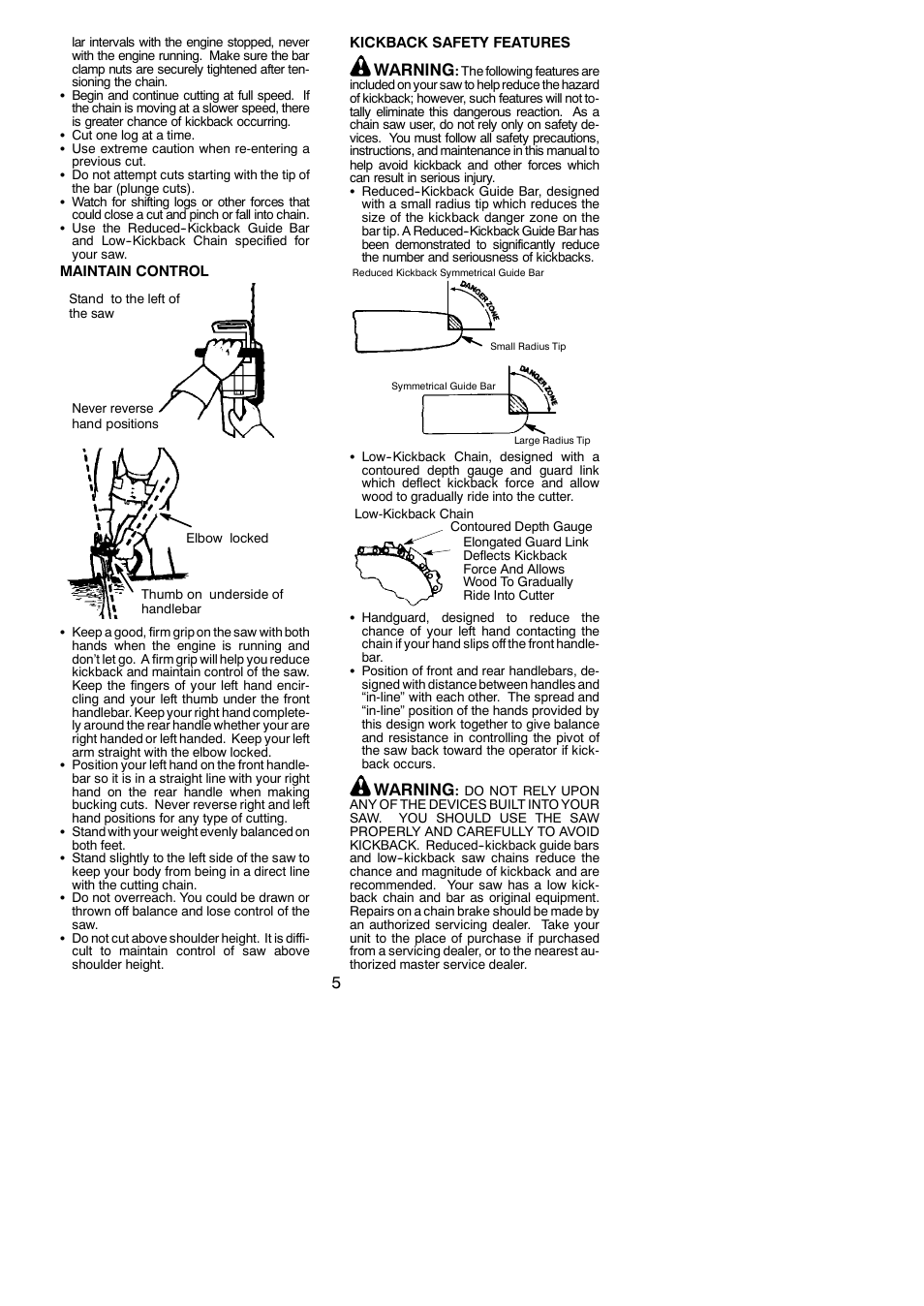 Warning | McCulloch 442 User Manual | Page 5 / 16