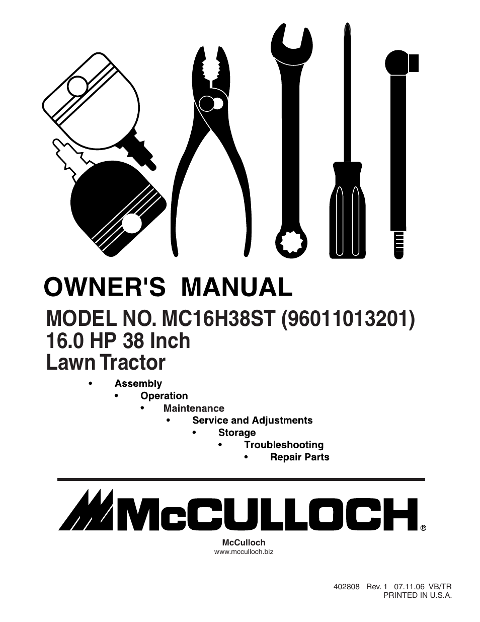 McCulloch 96011013201 User Manual | 44 pages