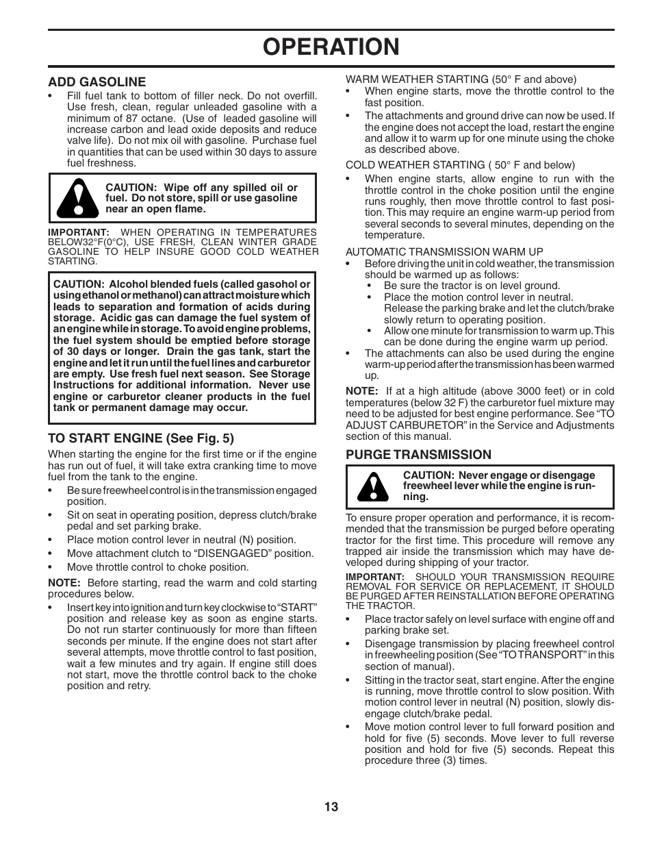 Operation | McCulloch 96011013201 User Manual | Page 13 / 44