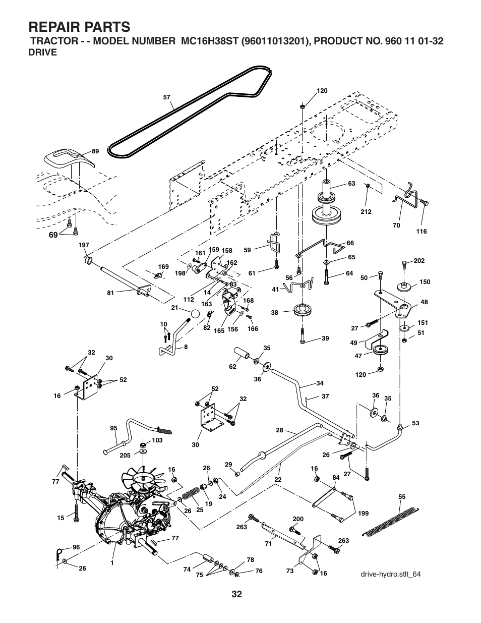 Repair parts, Drive | McCulloch 96011013201 User Manual | Page 32 / 44