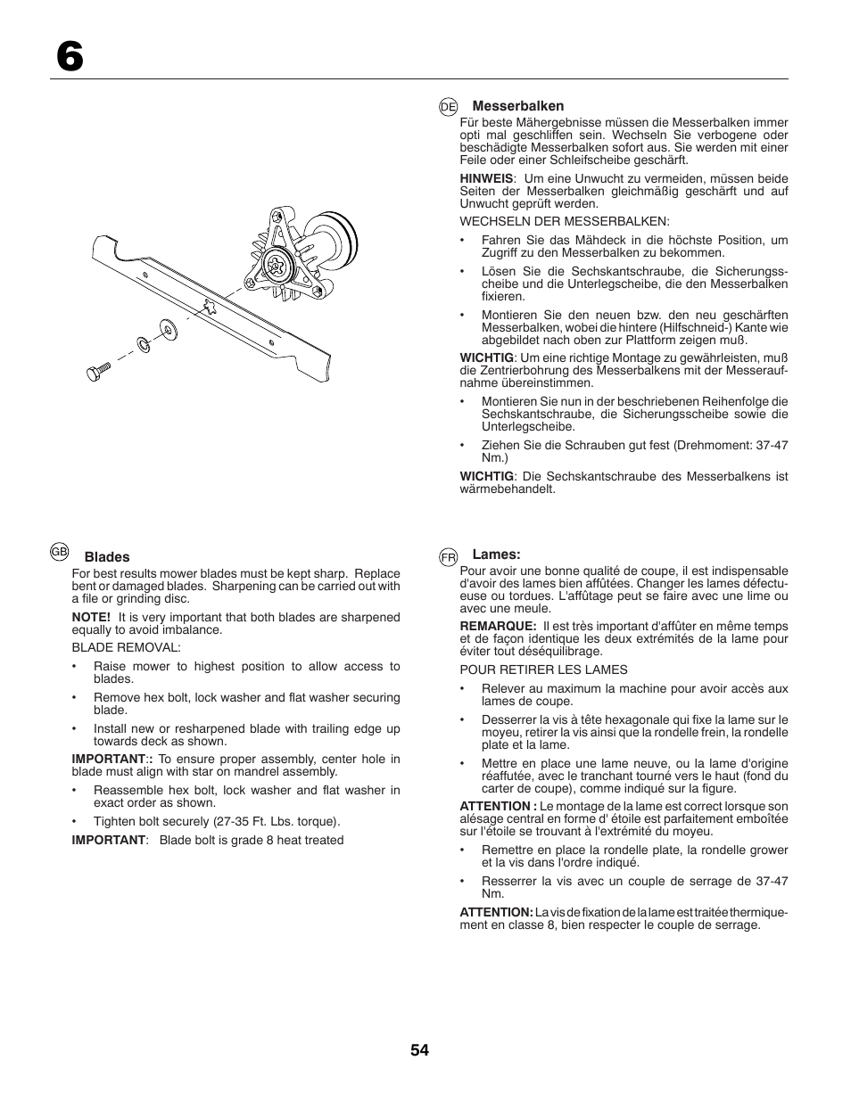 McCulloch BL115B92 User Manual | Page 54 / 72