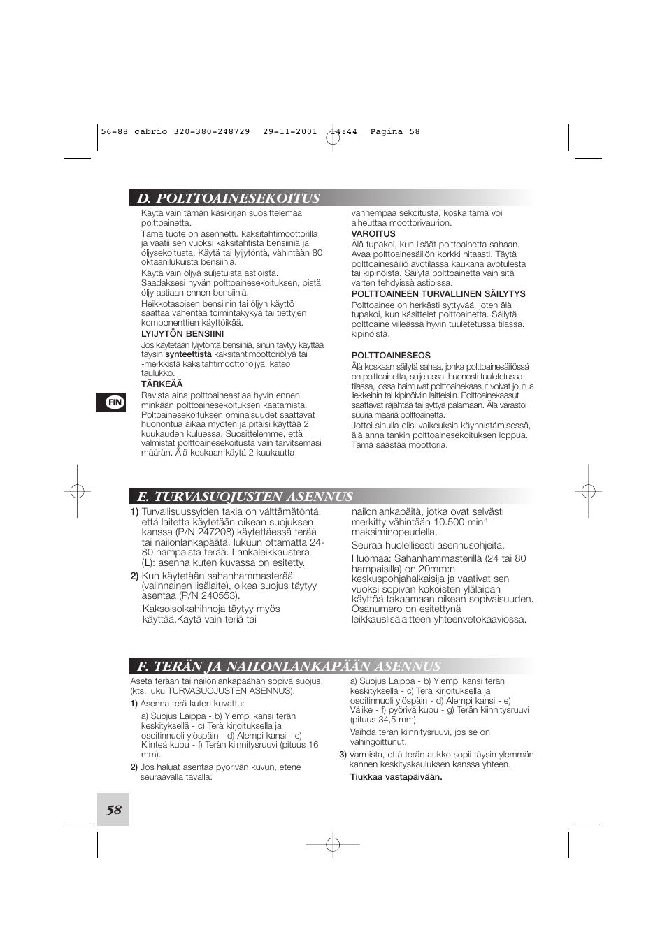 D. polttoainesekoitus | McCulloch Euromac D321/34cc User Manual | Page 64 / 96