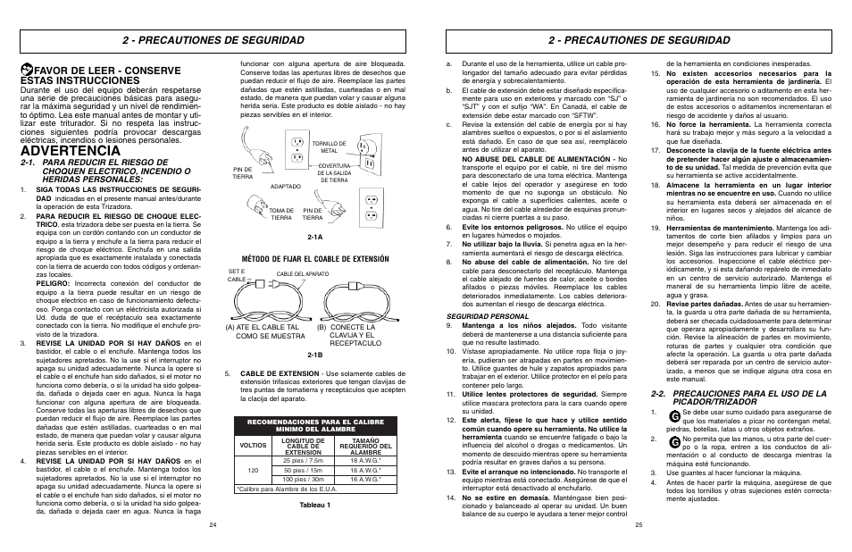 Advertencia, 2 - precautiones de seguridad, Favor de leer - conserve estas instrucciones | McCulloch 6096-200317 User Manual | Page 13 / 19