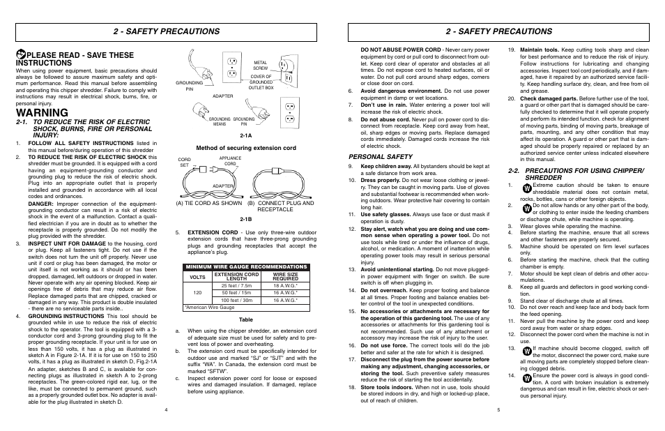 Warning, 2 - safety precautions, Please read - save these instructions | McCulloch 6096-200317 User Manual | Page 3 / 19