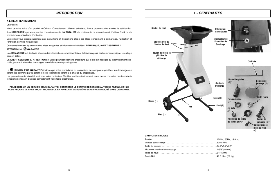 Introduction 1 - generalites | McCulloch 6096-200317 User Manual | Page 7 / 19