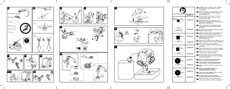 E5 1 2 3, H2 g h i1 i2 l, 34/38 cc | McCulloch 953900344 User Manual | Page 3 / 12