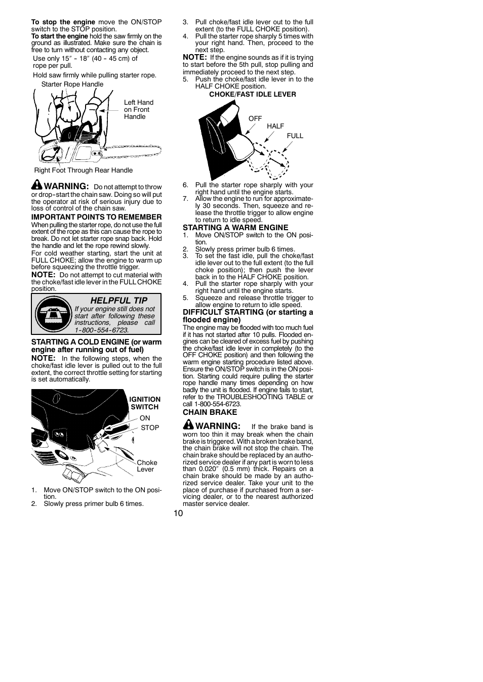 Warning, Helpful tip | McCulloch 115377027 User Manual | Page 10 / 20