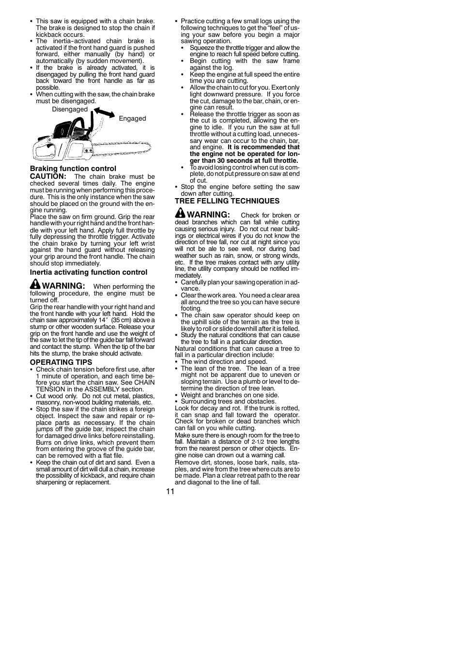 Warning | McCulloch 115377027 User Manual | Page 11 / 20