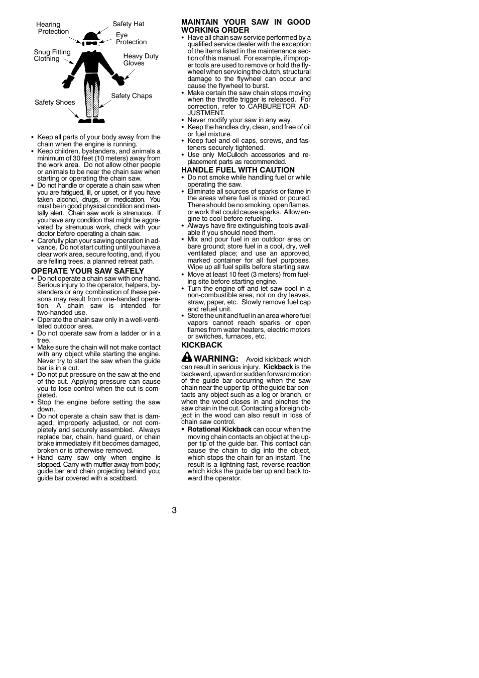 Warning | McCulloch 115377027 User Manual | Page 3 / 20
