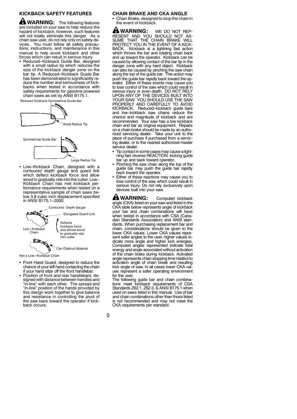 Warning | McCulloch 115377027 User Manual | Page 5 / 20