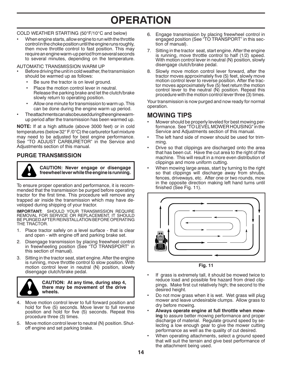 Operation, Mowing tips | McCulloch M17538H User Manual | Page 14 / 32