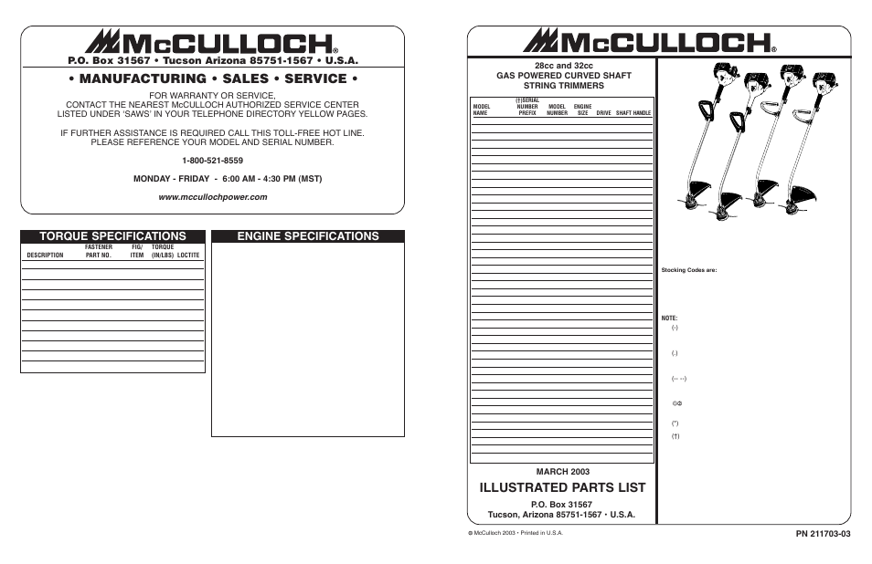 McCulloch 32cc User Manual | 8 pages