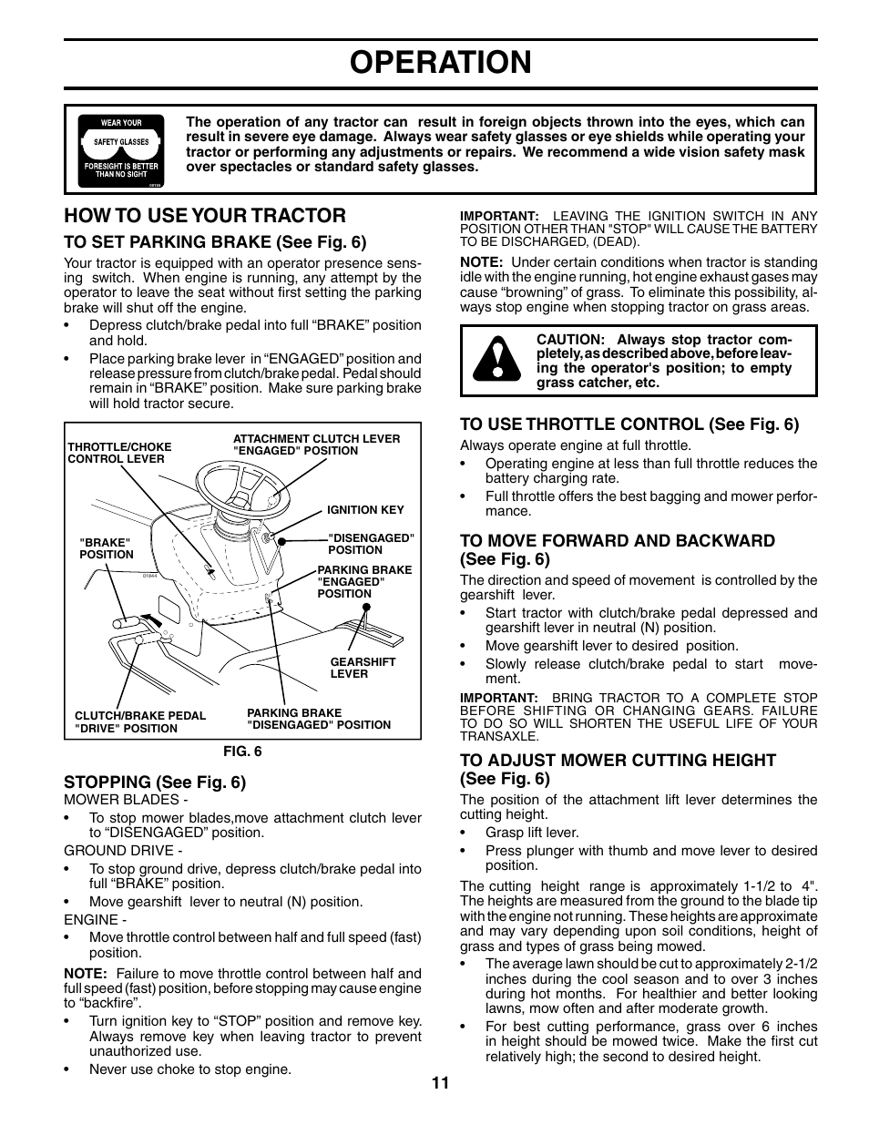 Operation, How to use your tractor | McCulloch MC1538ST User Manual | Page 11 / 44