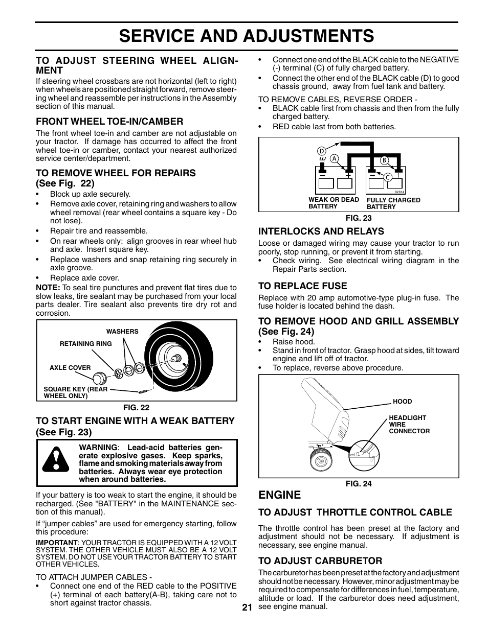 Service and adjustments, Engine | McCulloch MC1538ST User Manual | Page 21 / 44