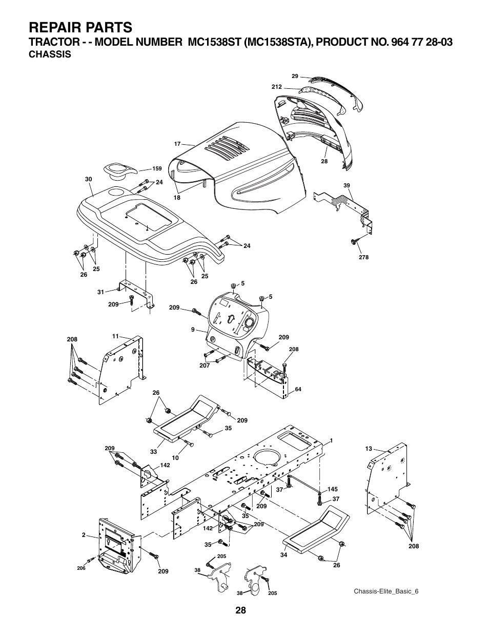 Repair parts, Chassis | McCulloch MC1538ST User Manual | Page 28 / 44