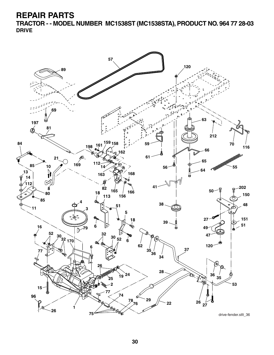 Repair parts, Drive | McCulloch MC1538ST User Manual | Page 30 / 44