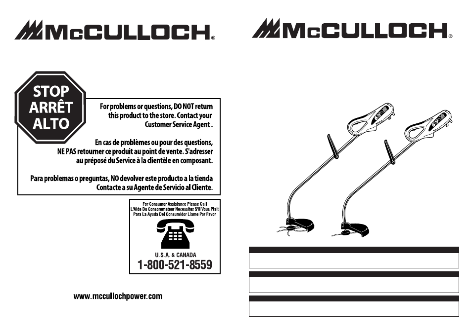 User manual, Manuel de utilisation, Manual del usuario | McCulloch MT2308 User Manual | Page 20 / 20