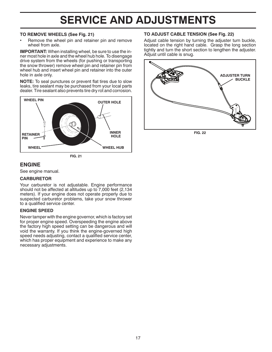 Service and adjustments | McCulloch MC12527ES User Manual | Page 17 / 40