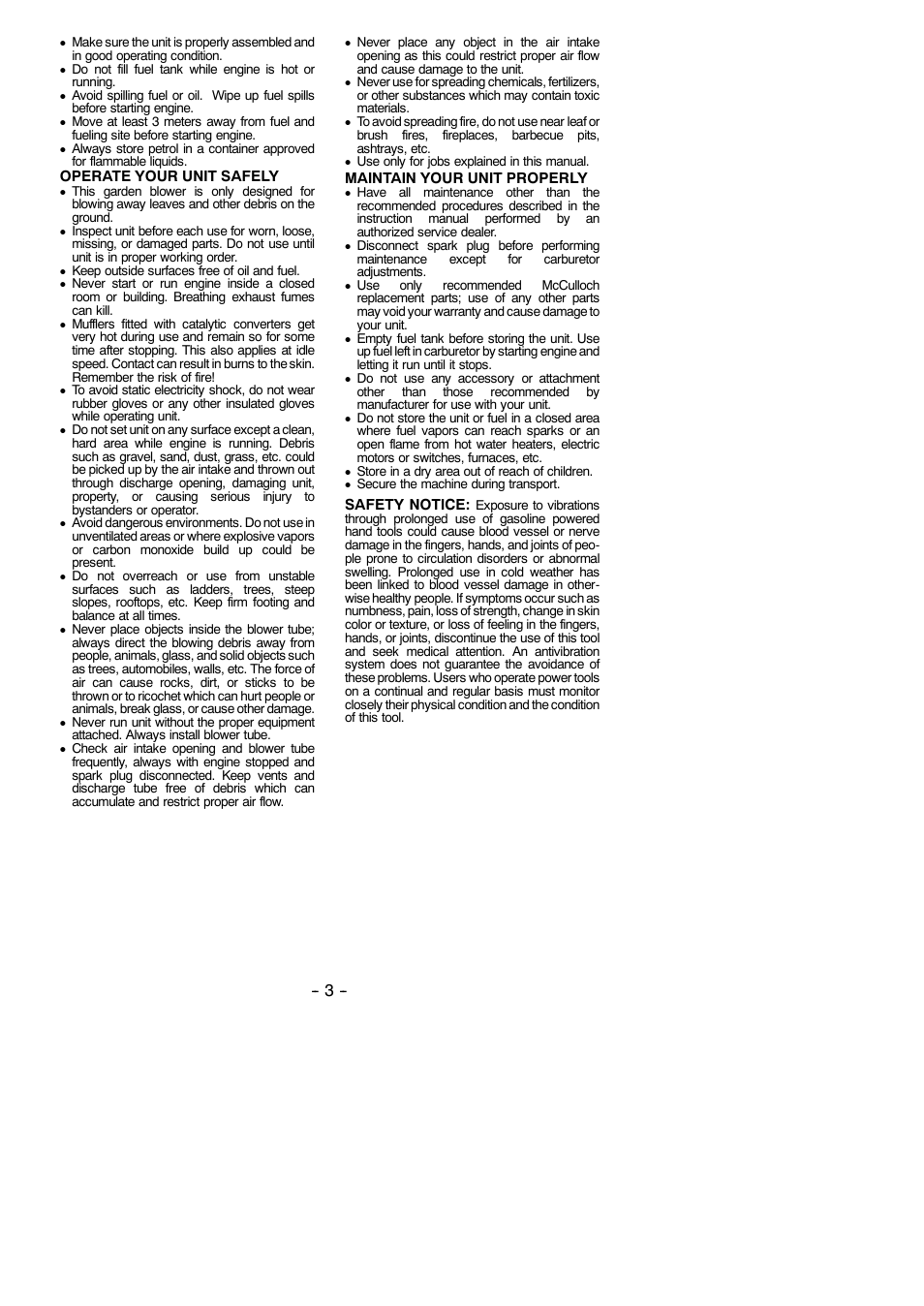 McCulloch MAC GB 275 User Manual | Page 3 / 9