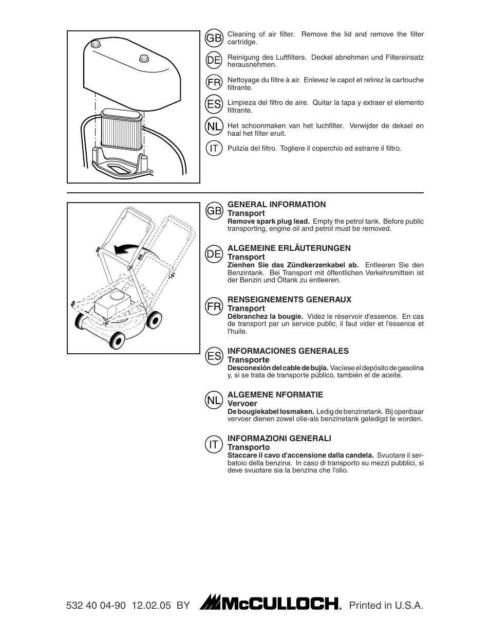 McCulloch M7053D User Manual | Page 20 / 20