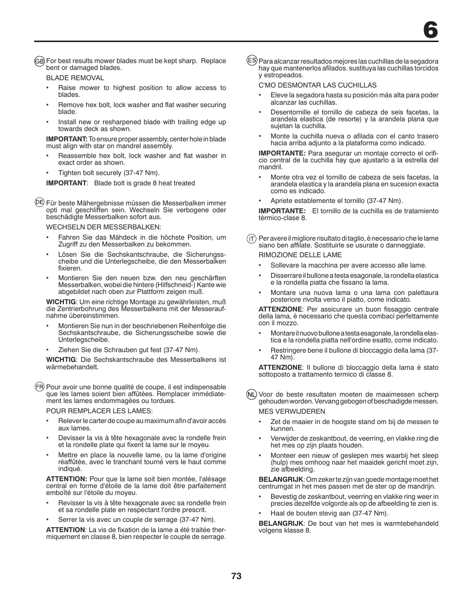 McCulloch 532 43 86-30 User Manual | Page 73 / 92