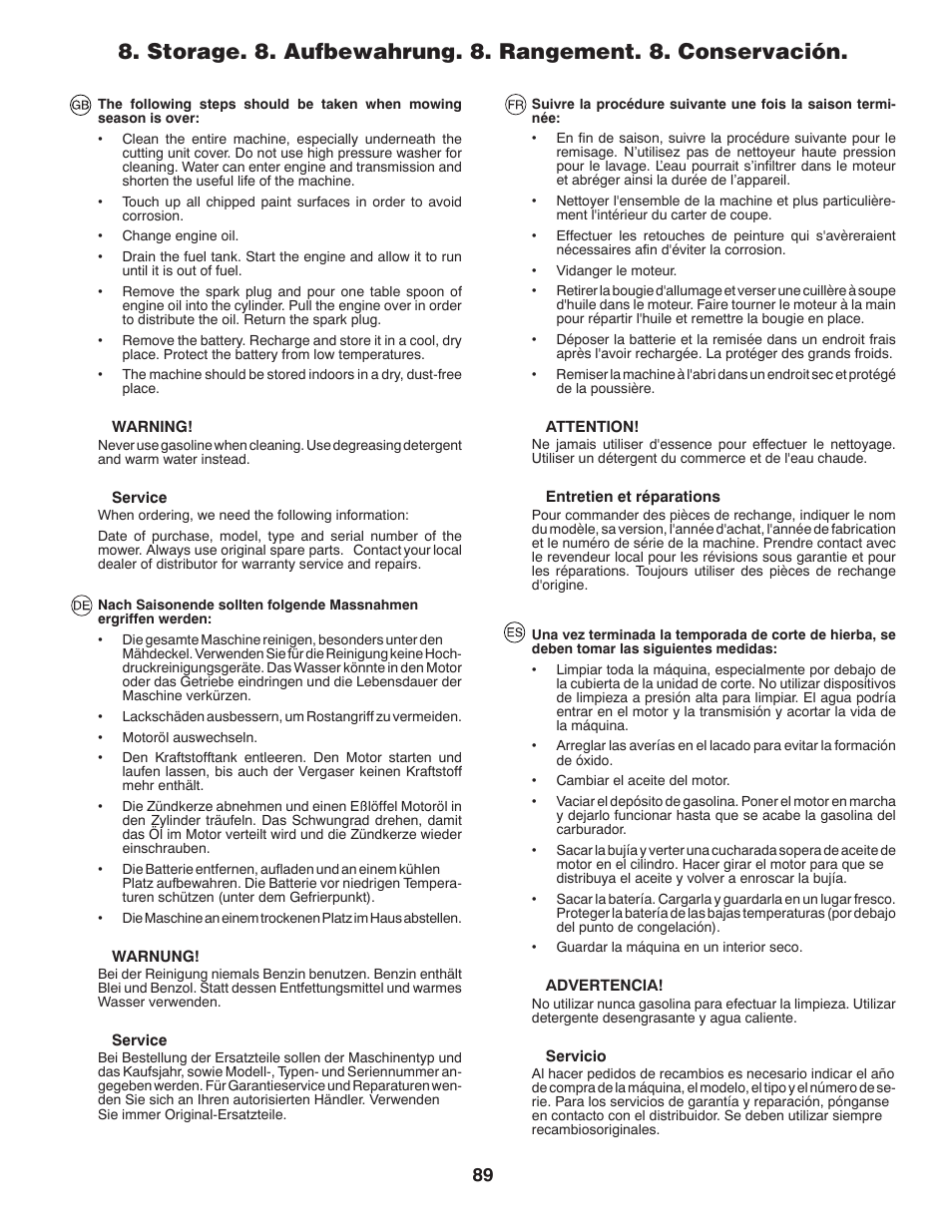 McCulloch 532 43 86-30 User Manual | Page 89 / 92