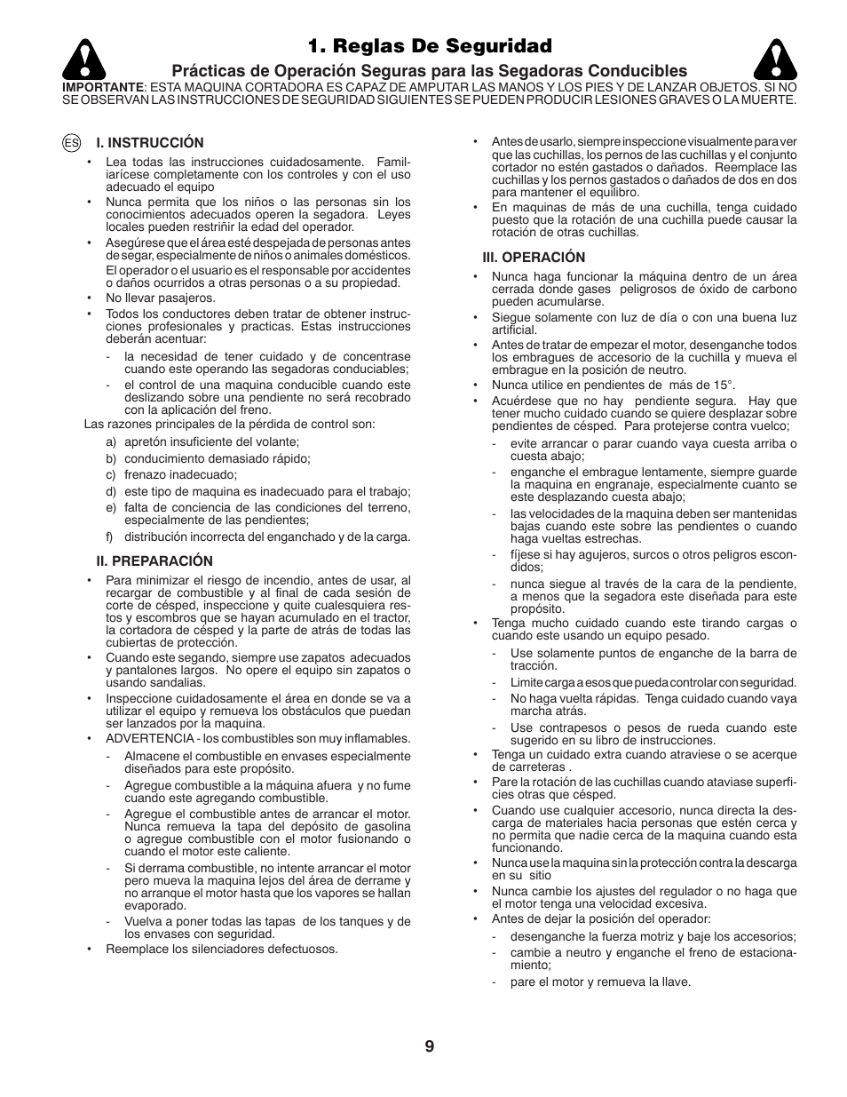 Reglas de seguridad | McCulloch 532 43 86-30 User Manual | Page 9 / 92