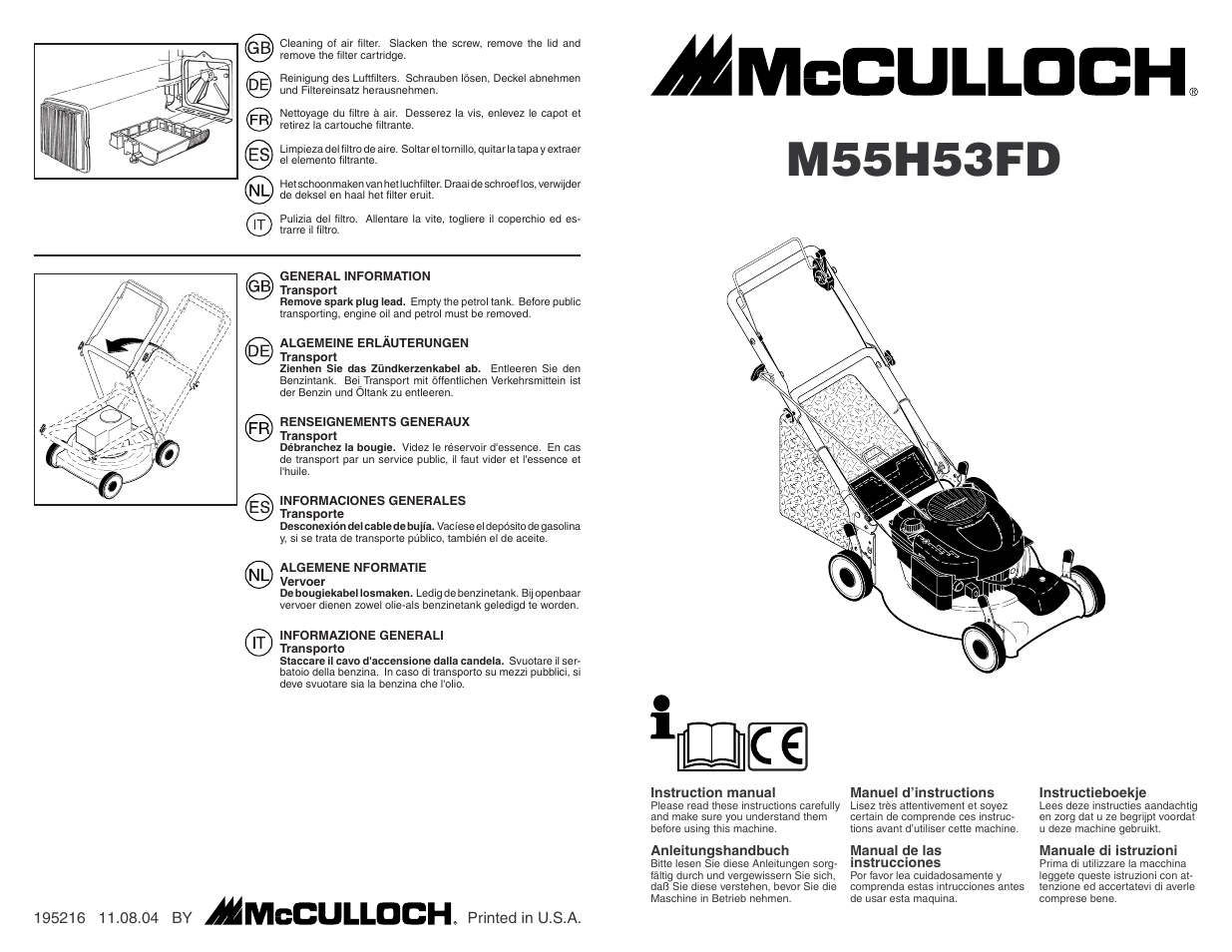 McCulloch M55H53FD User Manual | 10 pages