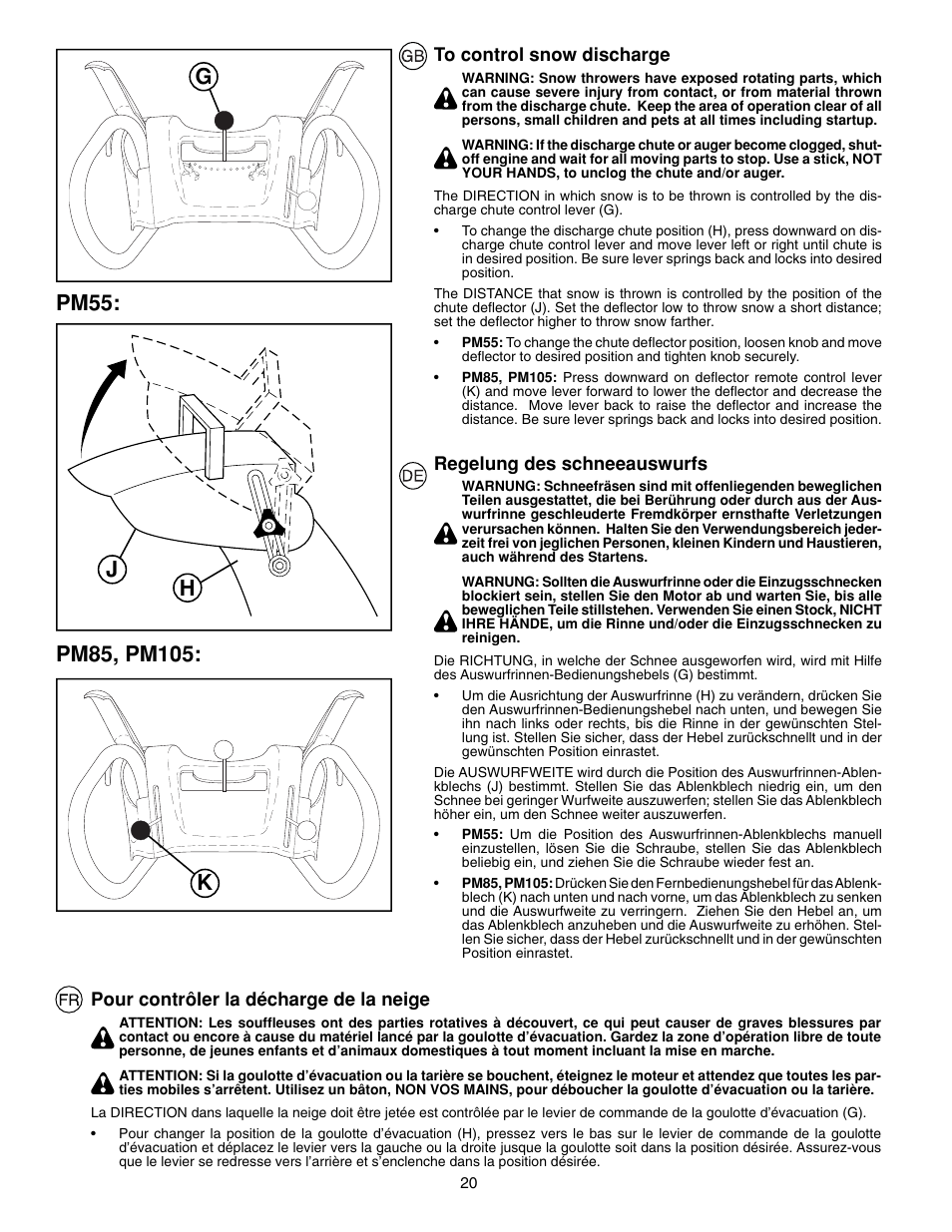 McCulloch PM85  EU User Manual | Page 20 / 60