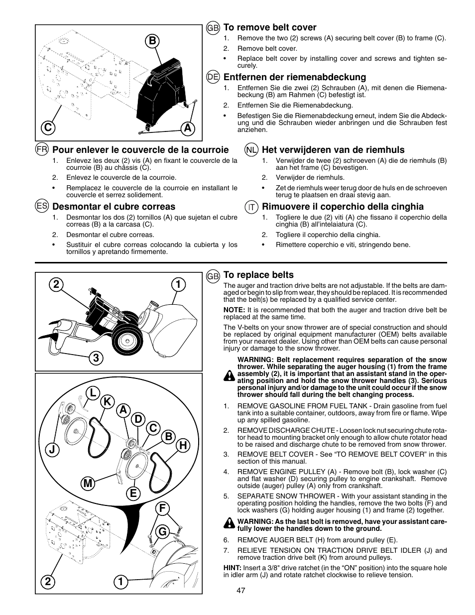 Cb a | McCulloch PM85  EU User Manual | Page 47 / 60