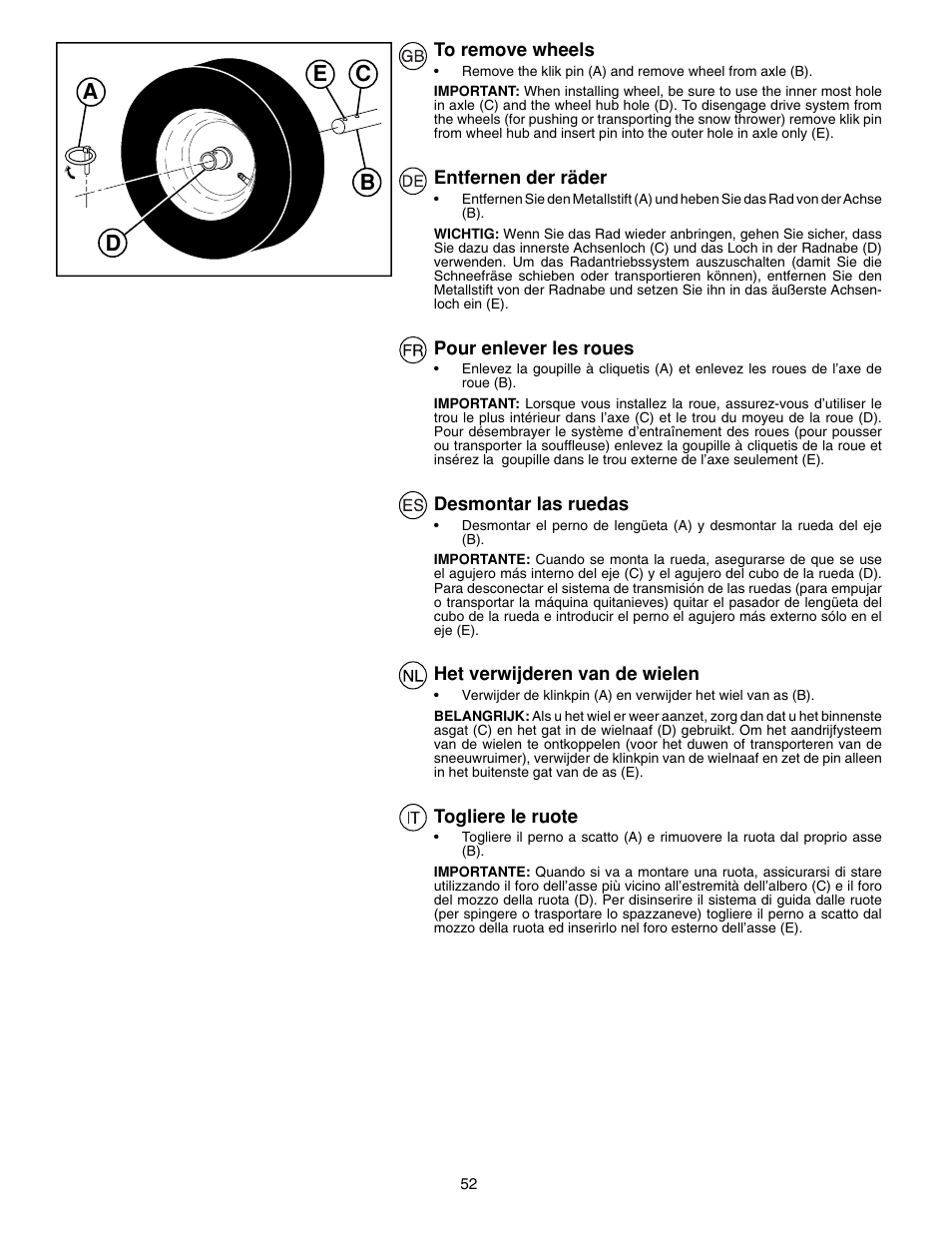 Cb a d e | McCulloch PM85  EU User Manual | Page 52 / 60