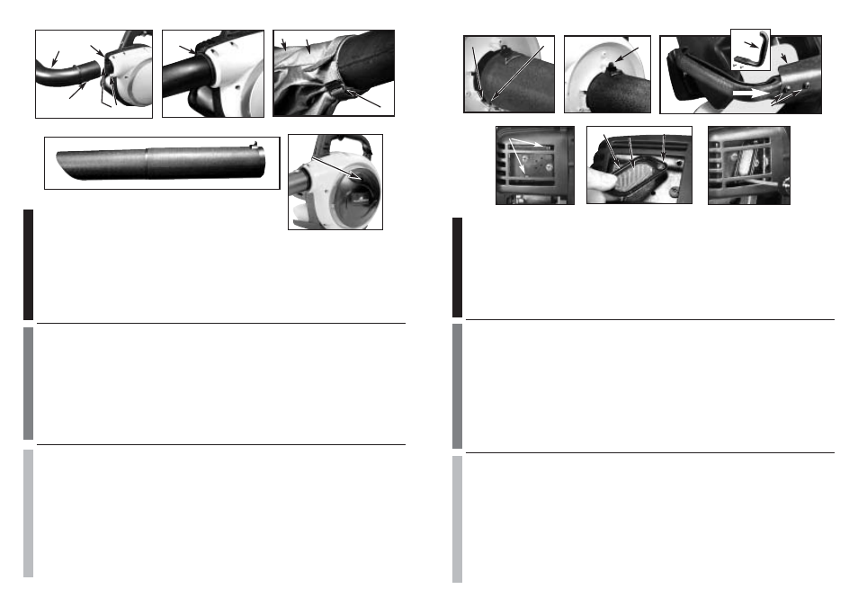 5. installation of spark arrester, 4. poignee laterale, 5. pose du pare-etincelles | 4. mango lateral, 5. instalacion del parachispas, 3. vacuum attachment assembly instructions | McCulloch MB3200 User Manual | Page 10 / 26