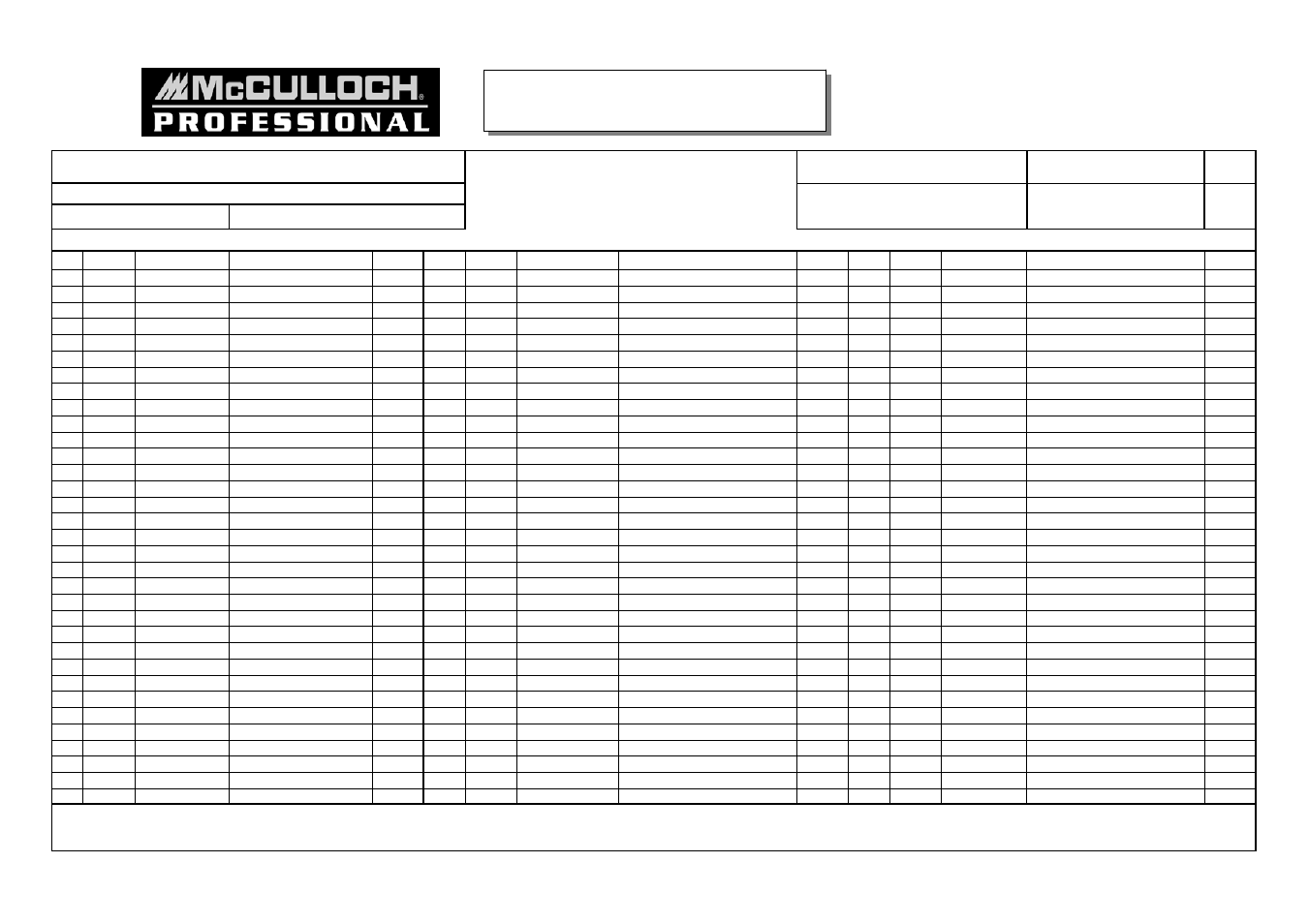 Service spare parts list | McCulloch 41AY06PR966 User Manual | Page 2 / 2