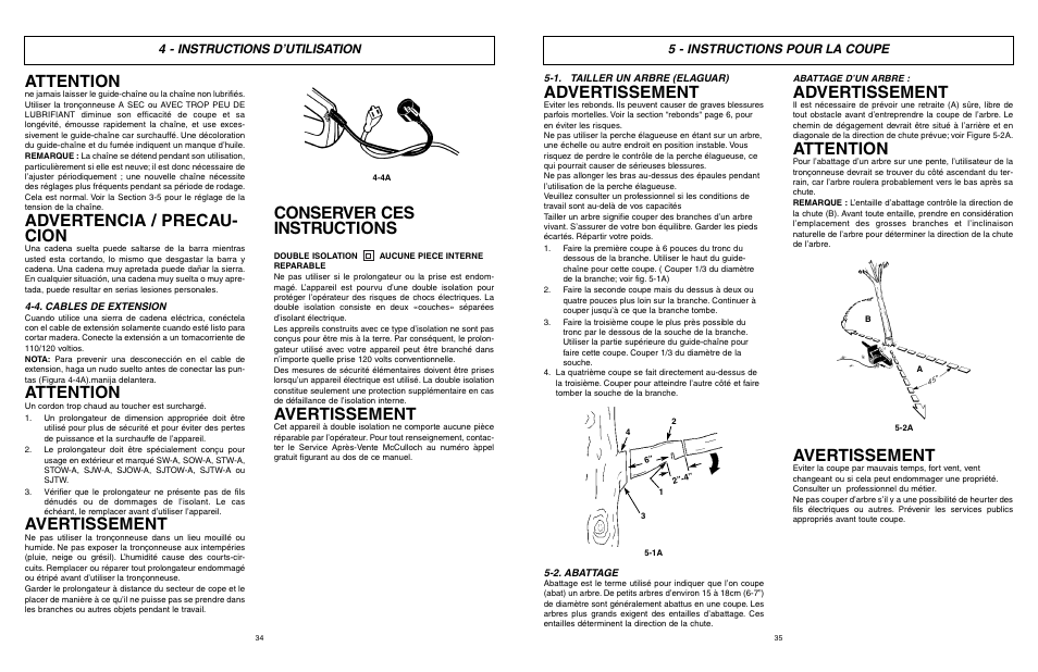 Advertissement, Attention, Avertissement | Advertencia / precau- cion, Conserver ces instructions | McCulloch MCM2013 User Manual | Page 18 / 32