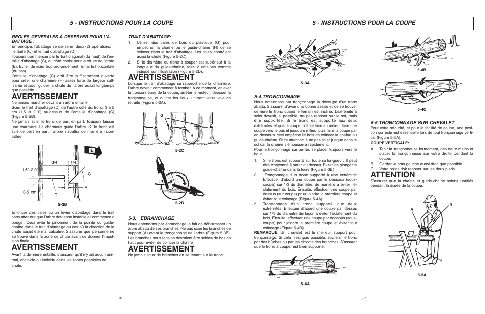 Avertissement, Attention, 5 - instructions pour la coupe | McCulloch MCM2013 User Manual | Page 19 / 32