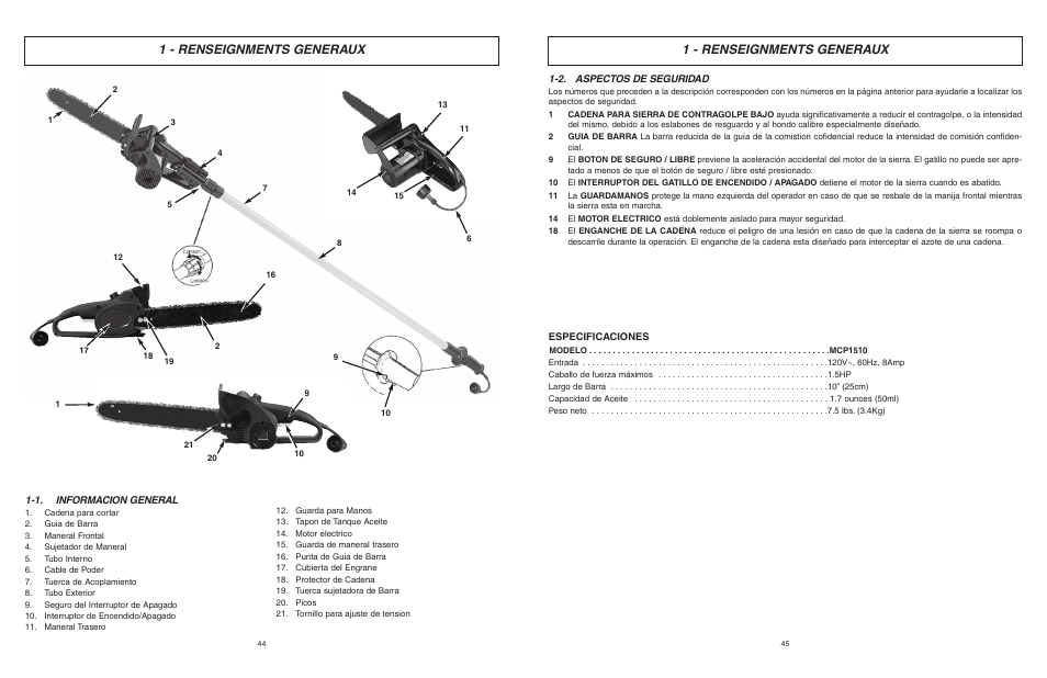 1 - renseignments generaux | McCulloch MCM2013 User Manual | Page 23 / 32