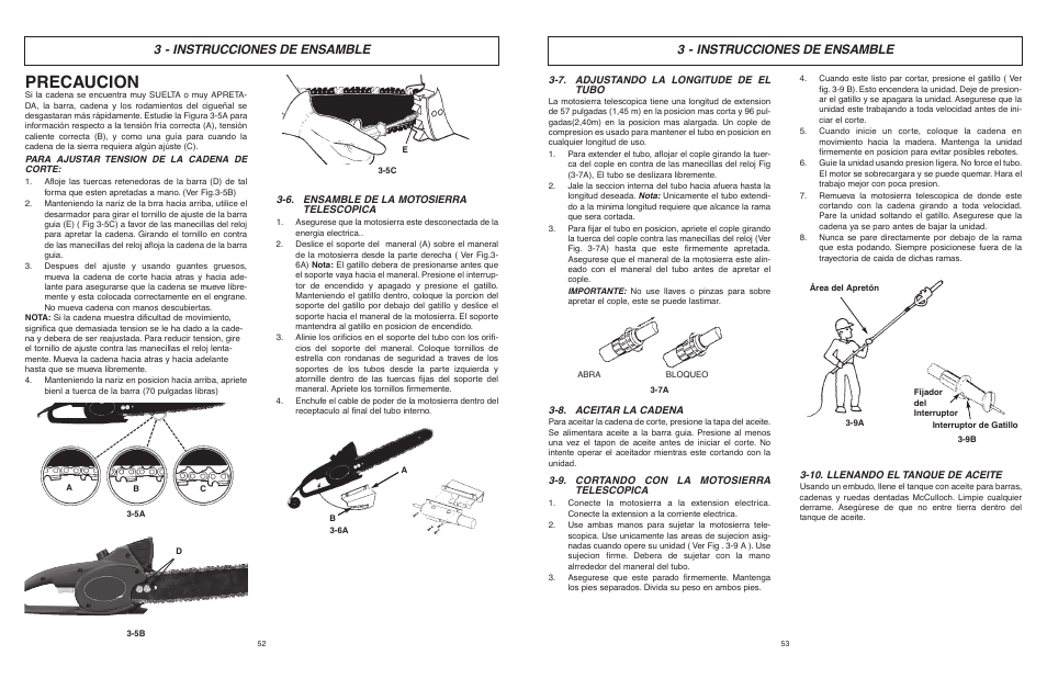 Precaucion, 3 - instrucciones de ensamble | McCulloch MCM2013 User Manual | Page 27 / 32