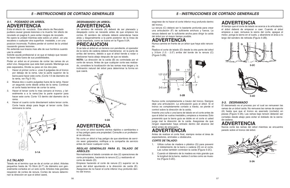 Advertencia, Precaucion, 5 - instrucciones de cortado generales | McCulloch MCM2013 User Manual | Page 29 / 32