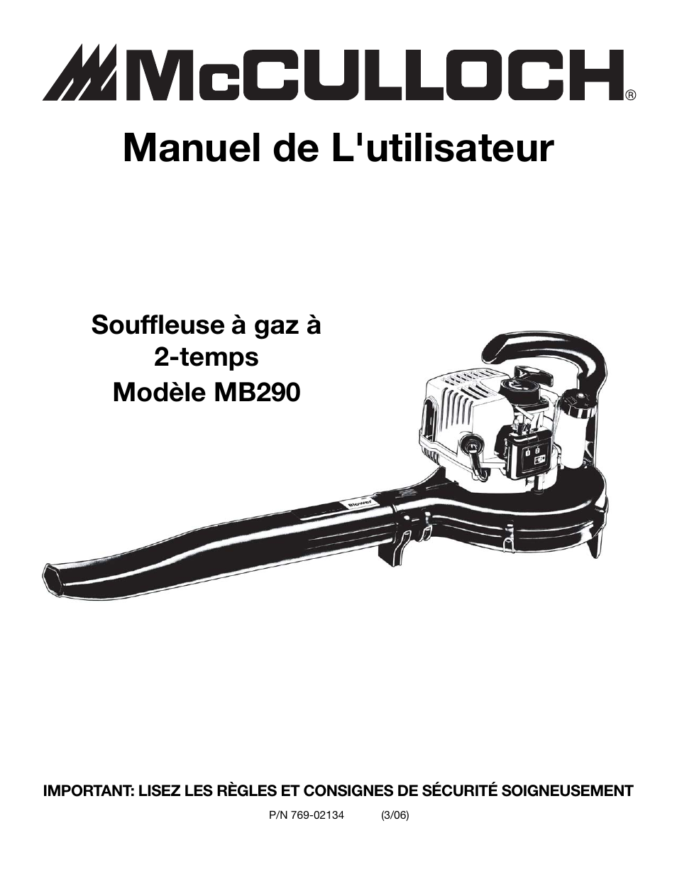 Manuel de l'utilisateur | McCulloch MB290 User Manual | Page 19 / 56
