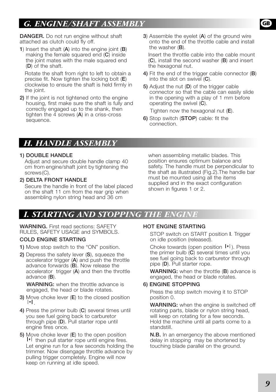 G. engine/shaft assembly | McCulloch CABRIO 95390044500 User Manual | Page 11 / 13