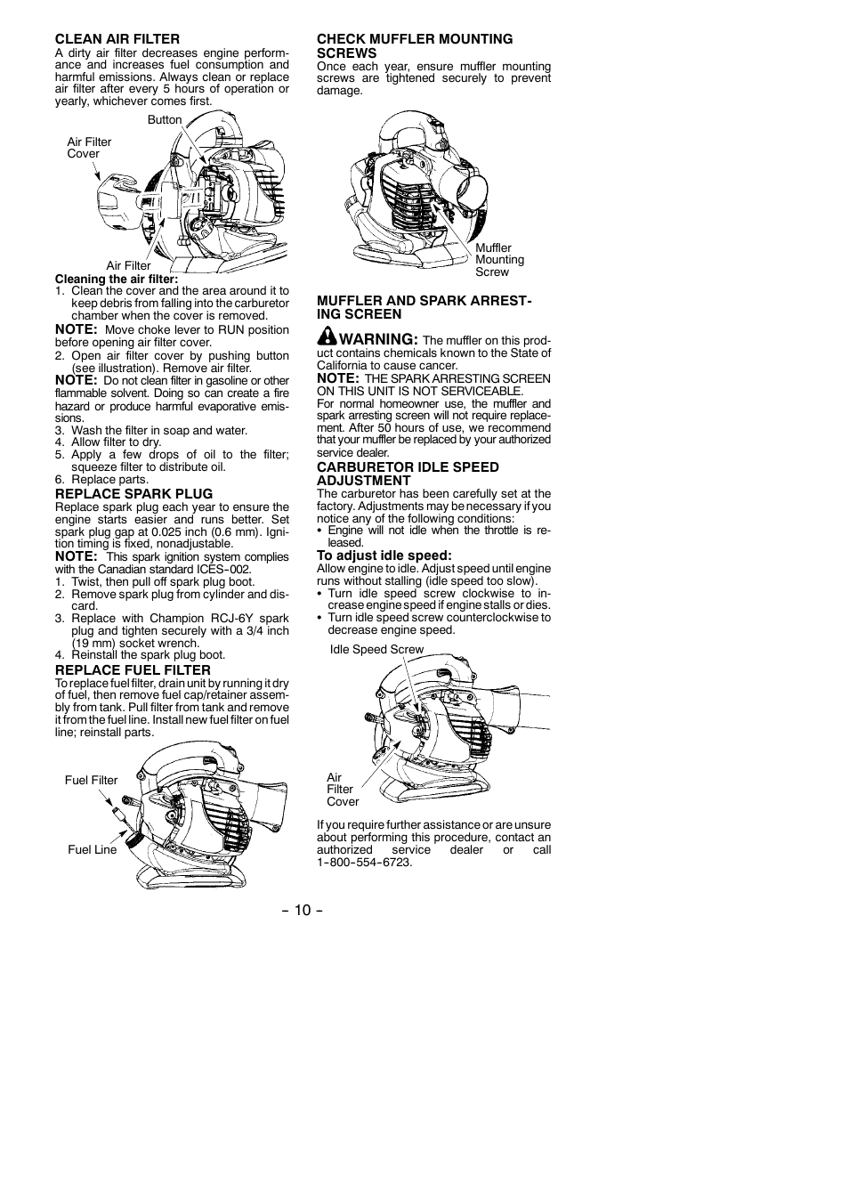 Warning | McCulloch 115376927 User Manual | Page 10 / 14