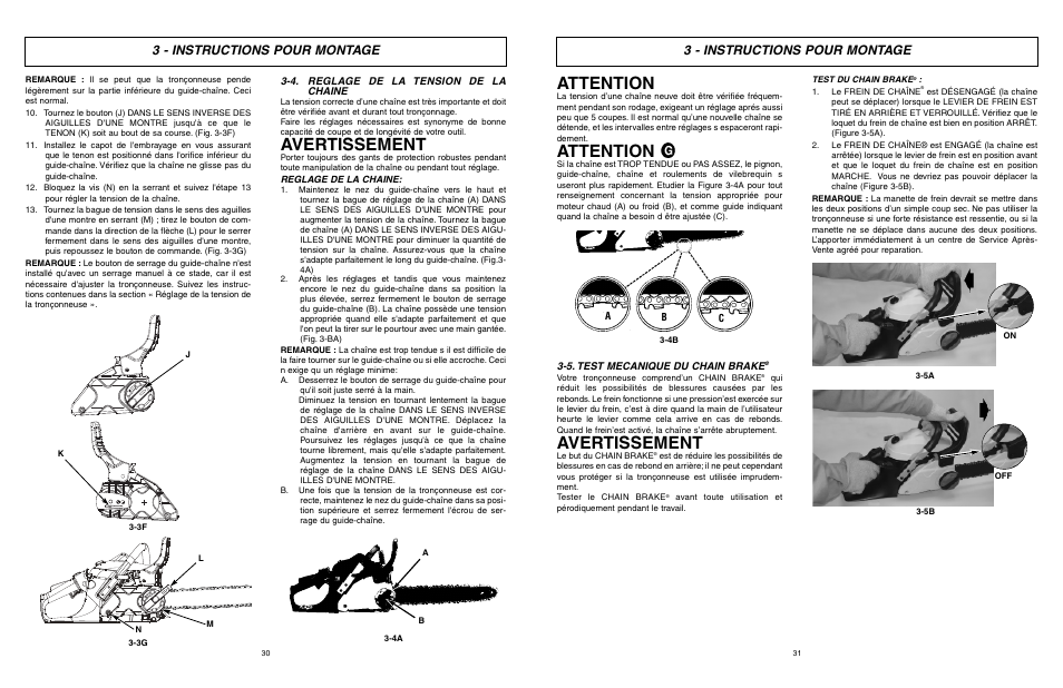 Attention, Avertissement, 3 - instructions pour montage | McCulloch MXC1840D User Manual | Page 16 / 36