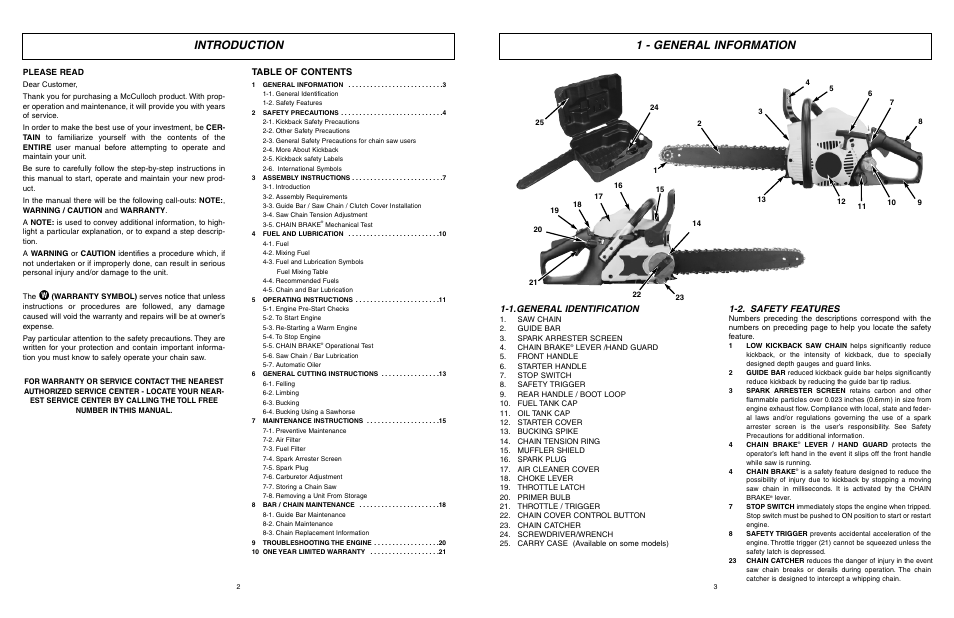 McCulloch MXC1840D User Manual | Page 2 / 36