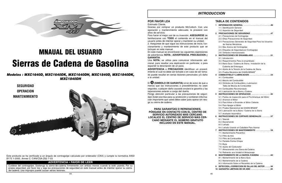McCulloch MXC1840D User Manual | Page 23 / 36