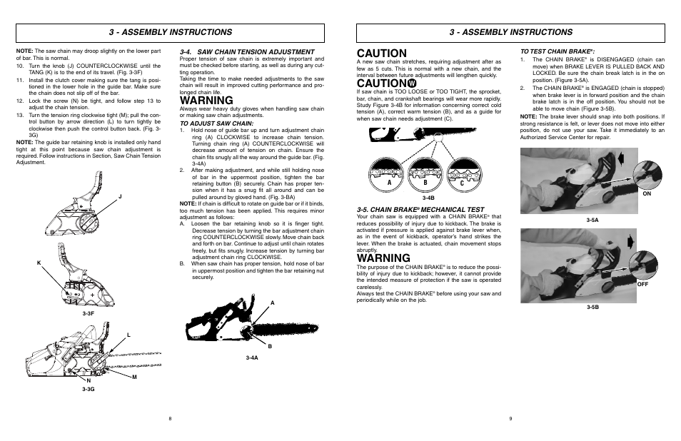 Caution, Warning, 3 - assembly instructions | McCulloch MXC1840D User Manual | Page 5 / 36