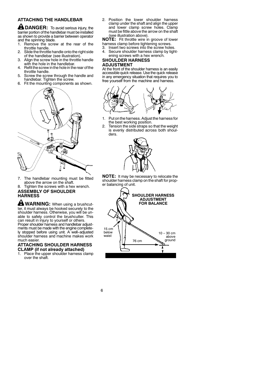 Danger, Warning | McCulloch Cabrio 433B User Manual | Page 6 / 18